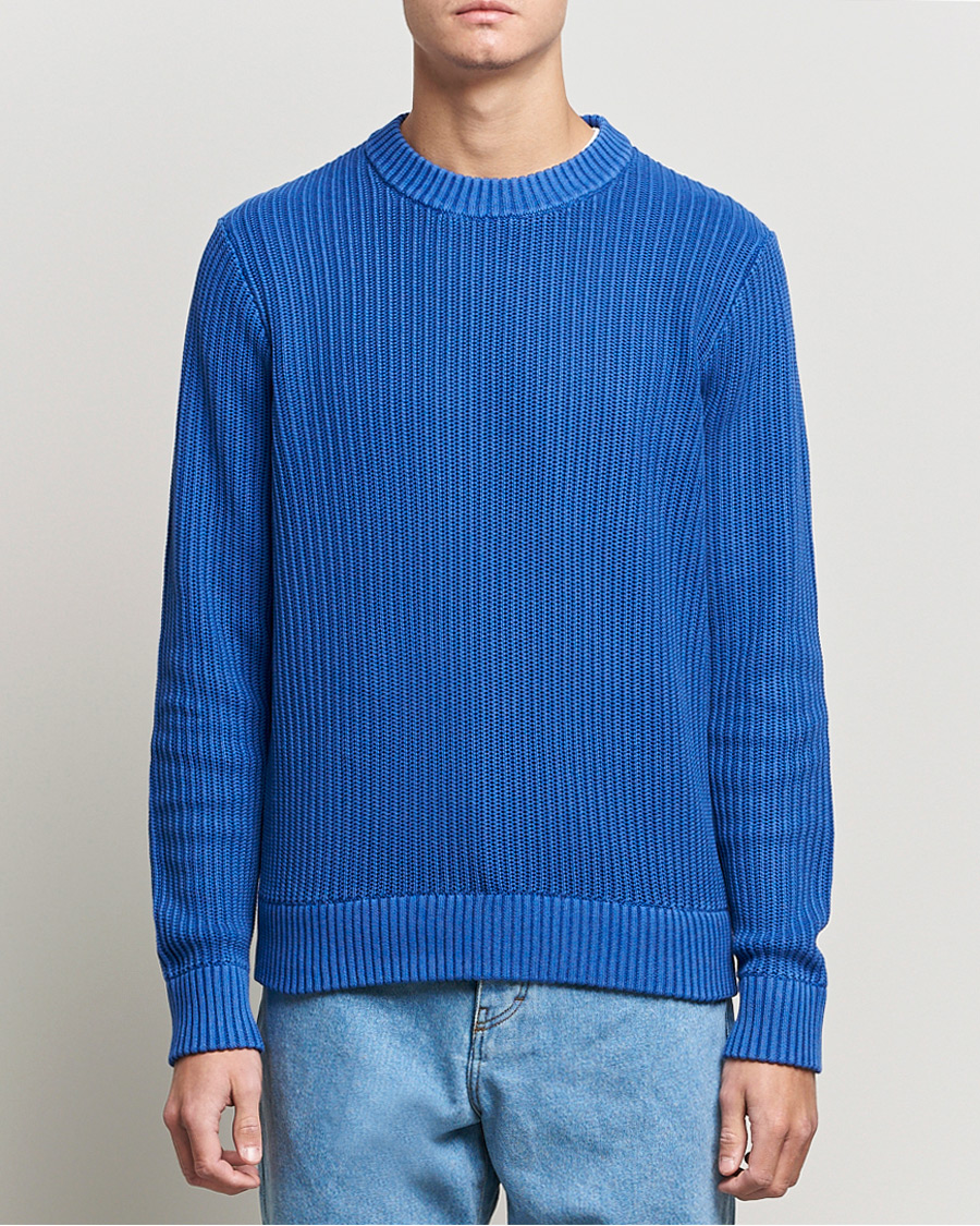 Herre | Trøjer | J.Lindeberg | Coy Summer Structure Organic Cotton Sweater Royal Blue