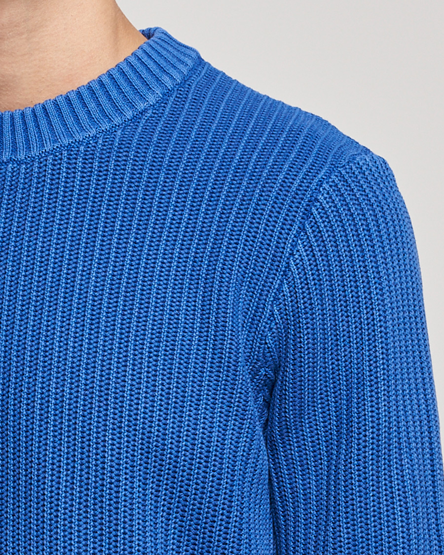 Herre | Trøjer | J.Lindeberg | Coy Summer Structure Organic Cotton Sweater Royal Blue