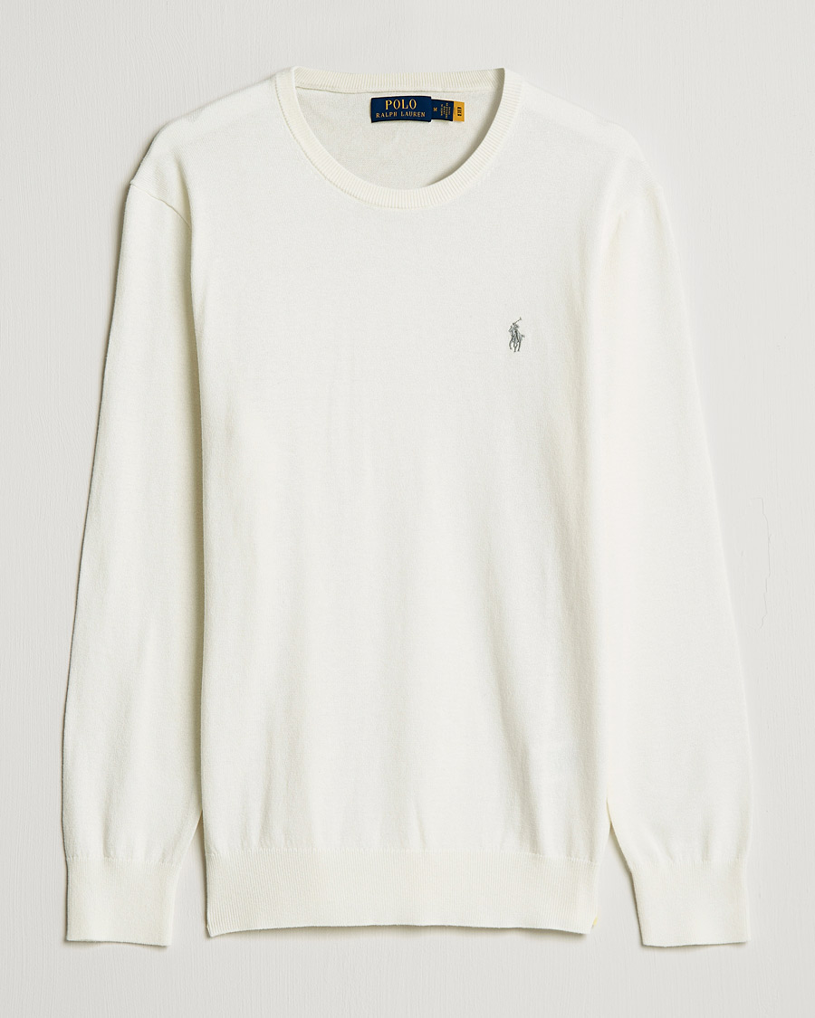 Herre | Trøjer | Polo Ralph Lauren | Cotton/Cashmere Crew Neck Pullover Deckwash White