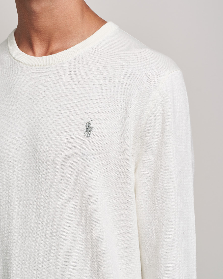 Herre | Trøjer | Polo Ralph Lauren | Cotton/Cashmere Crew Neck Pullover Deckwash White