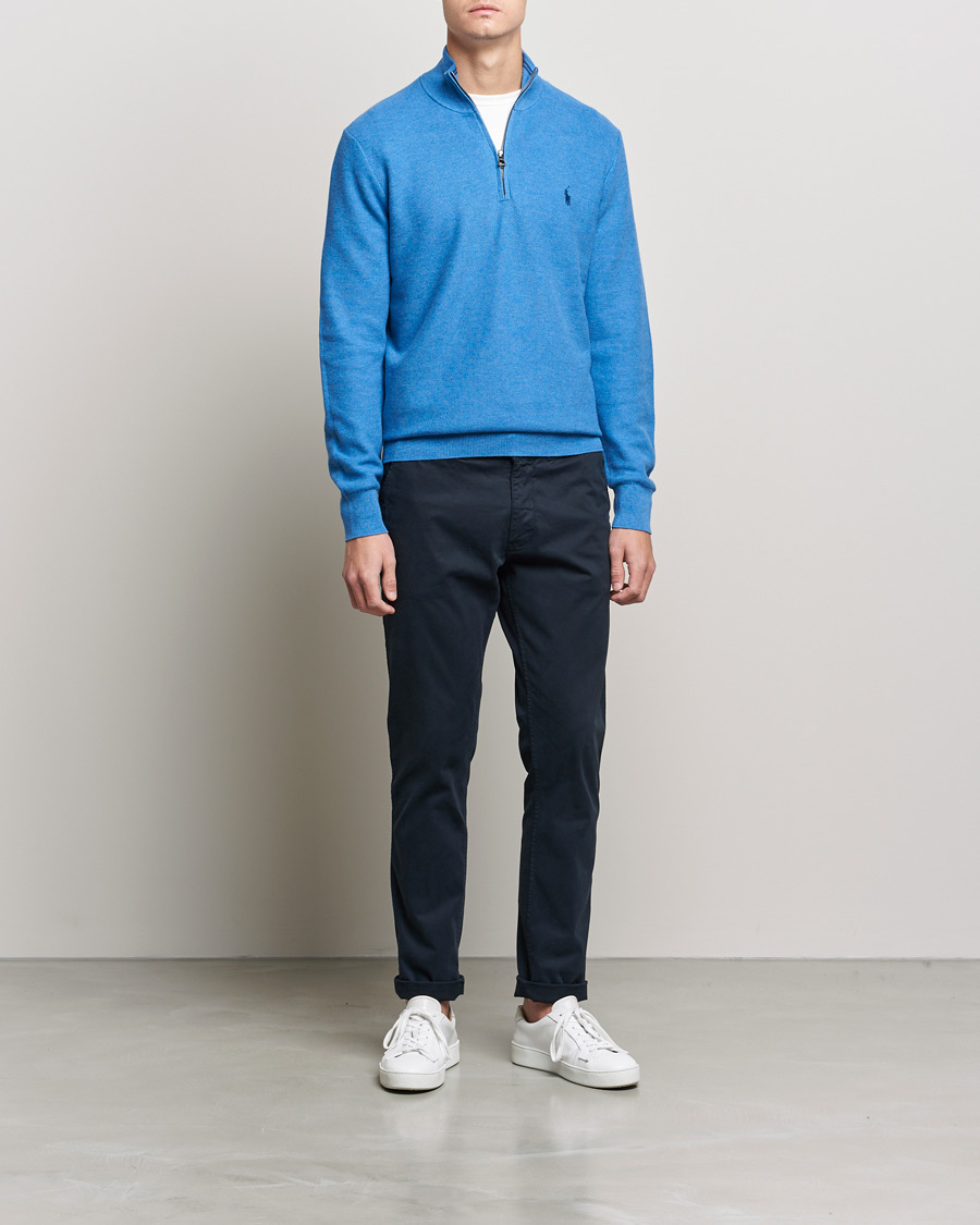 Herre | Trøjer | Polo Ralph Lauren | Textured Half-Zip Blue Heather