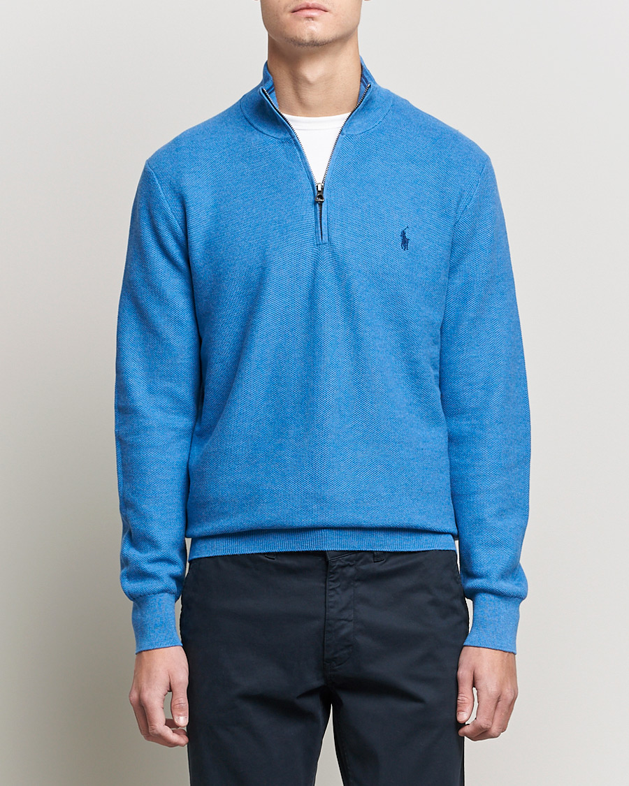 Herre | Trøjer | Polo Ralph Lauren | Textured Half-Zip Blue Heather