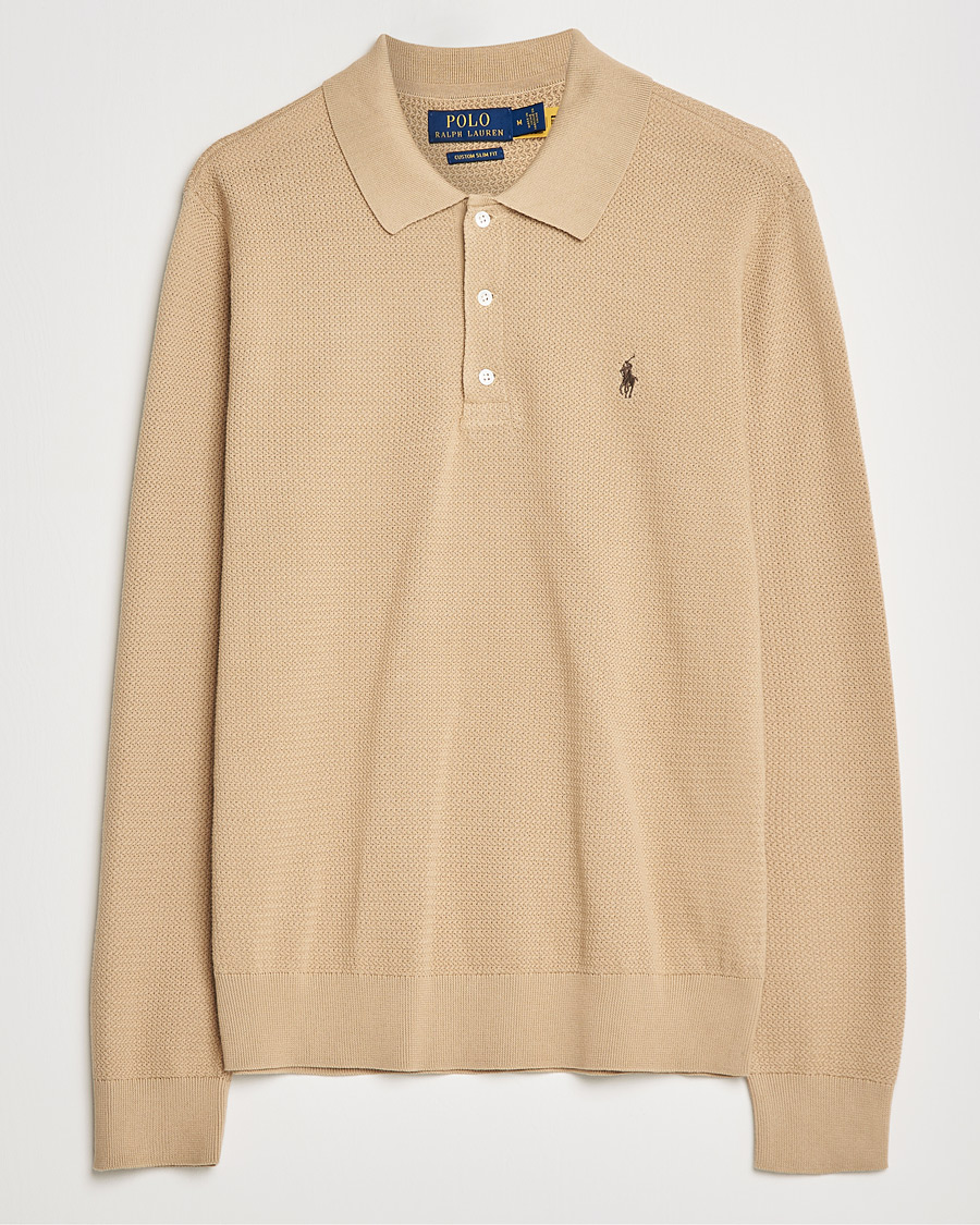 Herre | Trøjer | Polo Ralph Lauren | Textured Knitted Polo Vintage Khaki