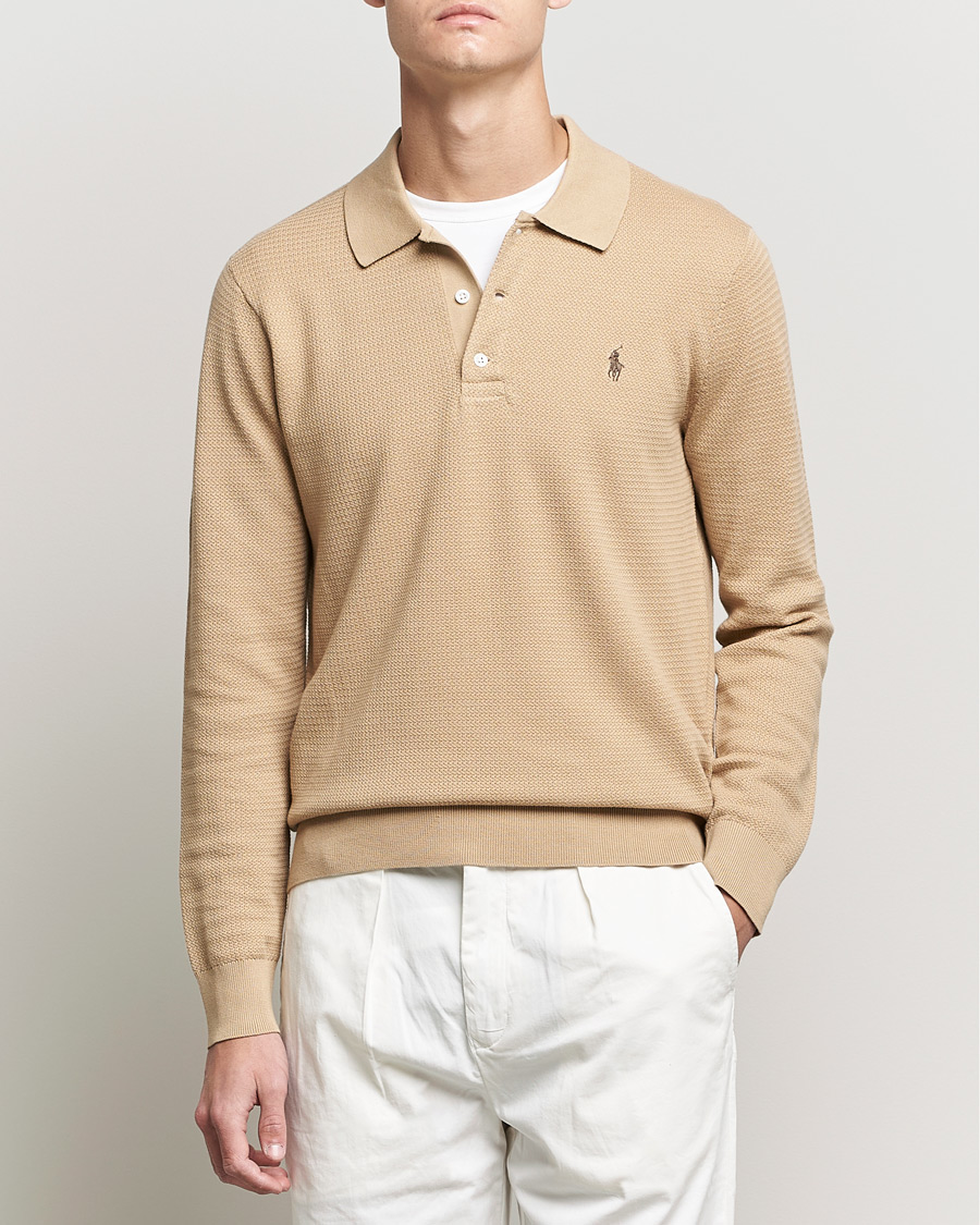 Herre | Trøjer | Polo Ralph Lauren | Textured Knitted Polo Vintage Khaki