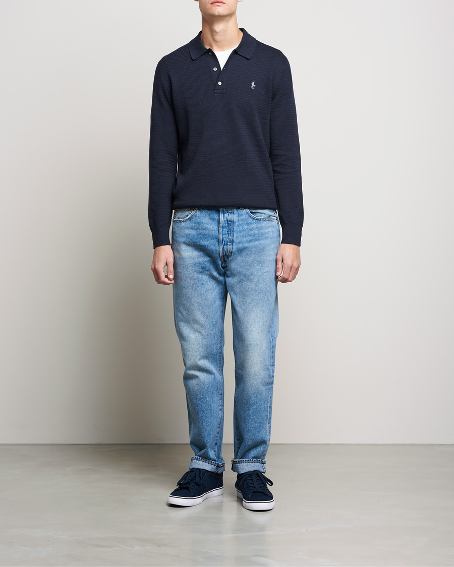 Herre | Trøjer | Polo Ralph Lauren | Textured Knitted Polo Navy