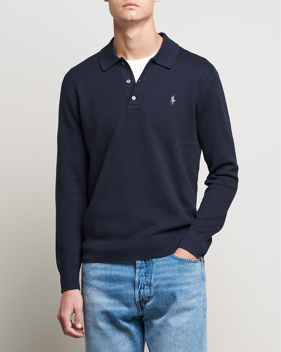 Herre | Trøjer | Polo Ralph Lauren | Textured Knitted Polo Navy