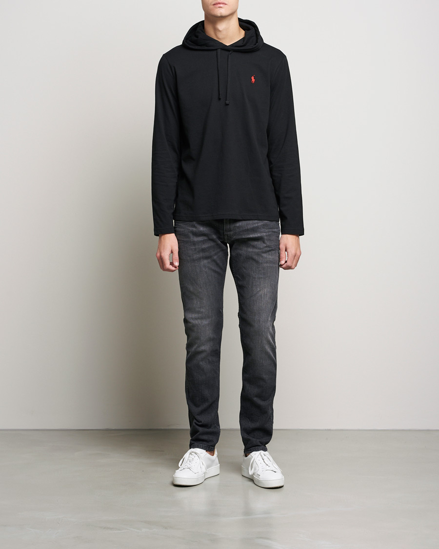 Herre | T-Shirts | Polo Ralph Lauren | Long Sleeve Hooded T-Shirt Polo Black