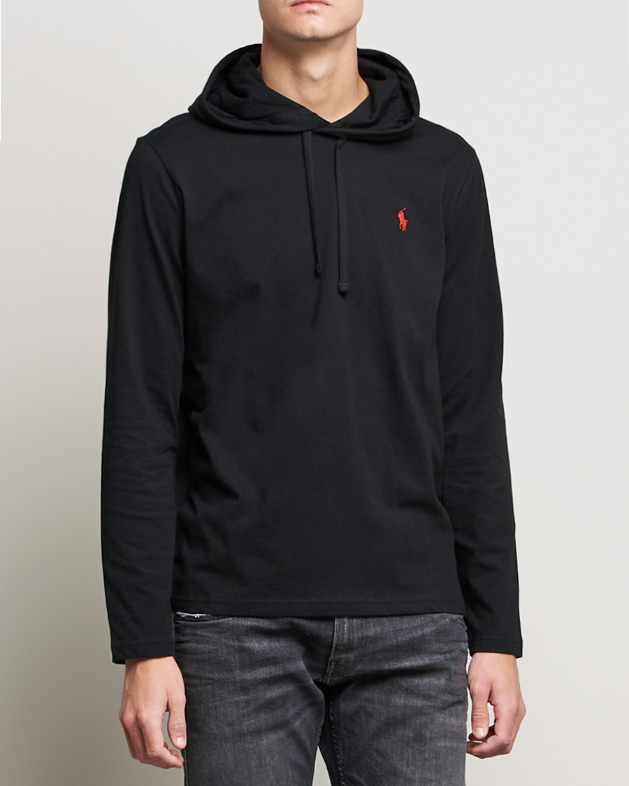 Herre | T-Shirts | Polo Ralph Lauren | Long Sleeve Hooded T-Shirt Polo Black