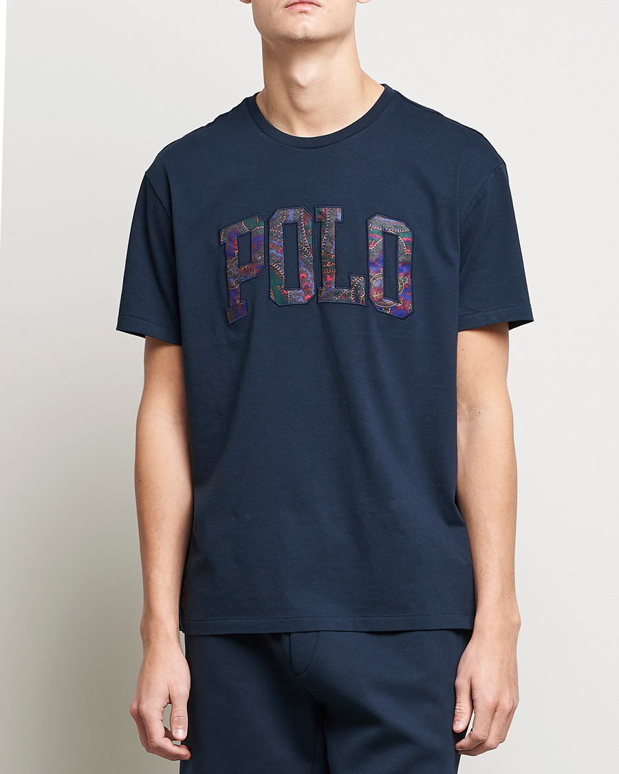 Herre | T-Shirts | Polo Ralph Lauren | Paisley Retro Logo Crew Neck Tee Aviator Navy