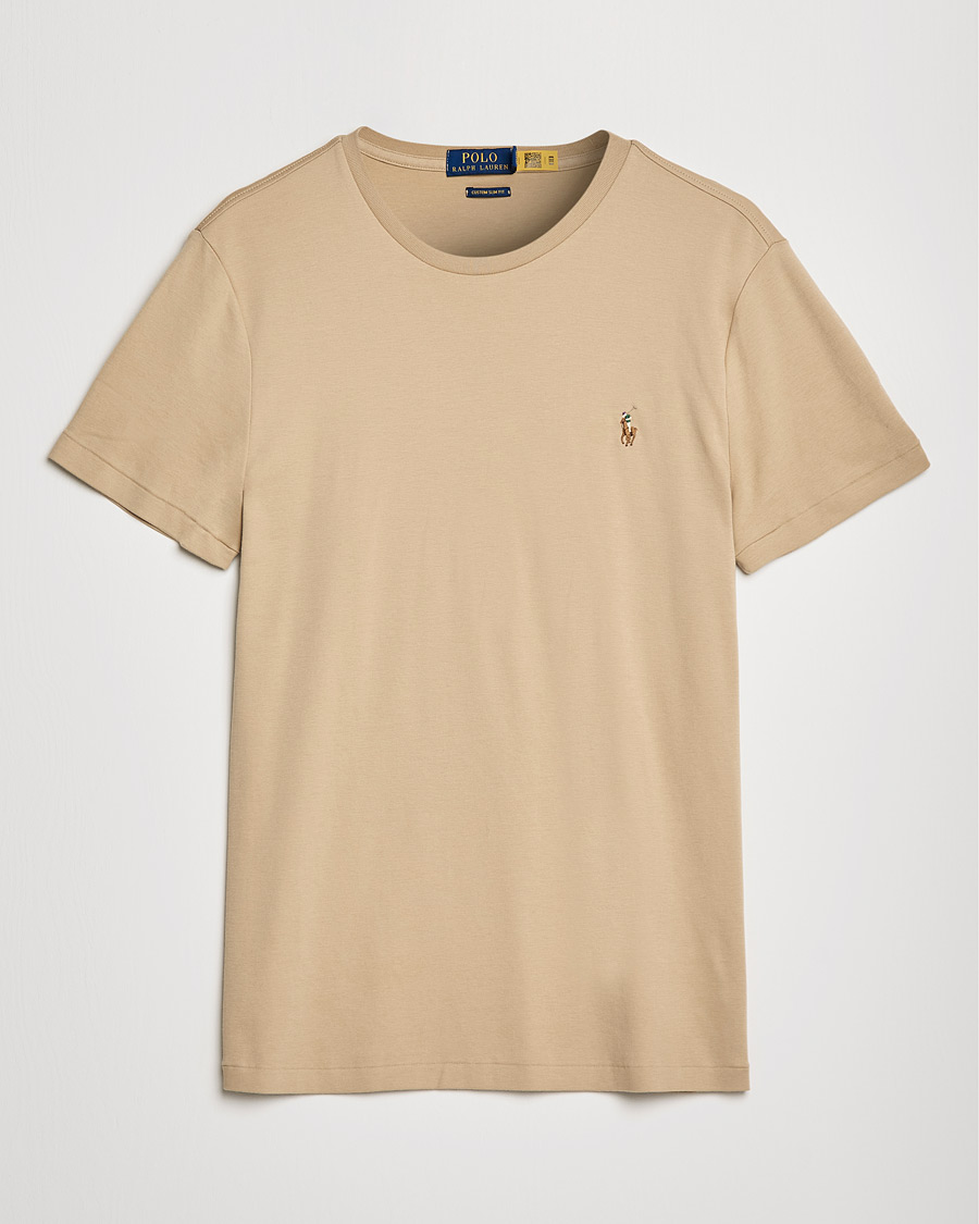 Herre | T-Shirts | Polo Ralph Lauren | Luxury Pima Cotton Crew Neck Tee Vintage Khaki