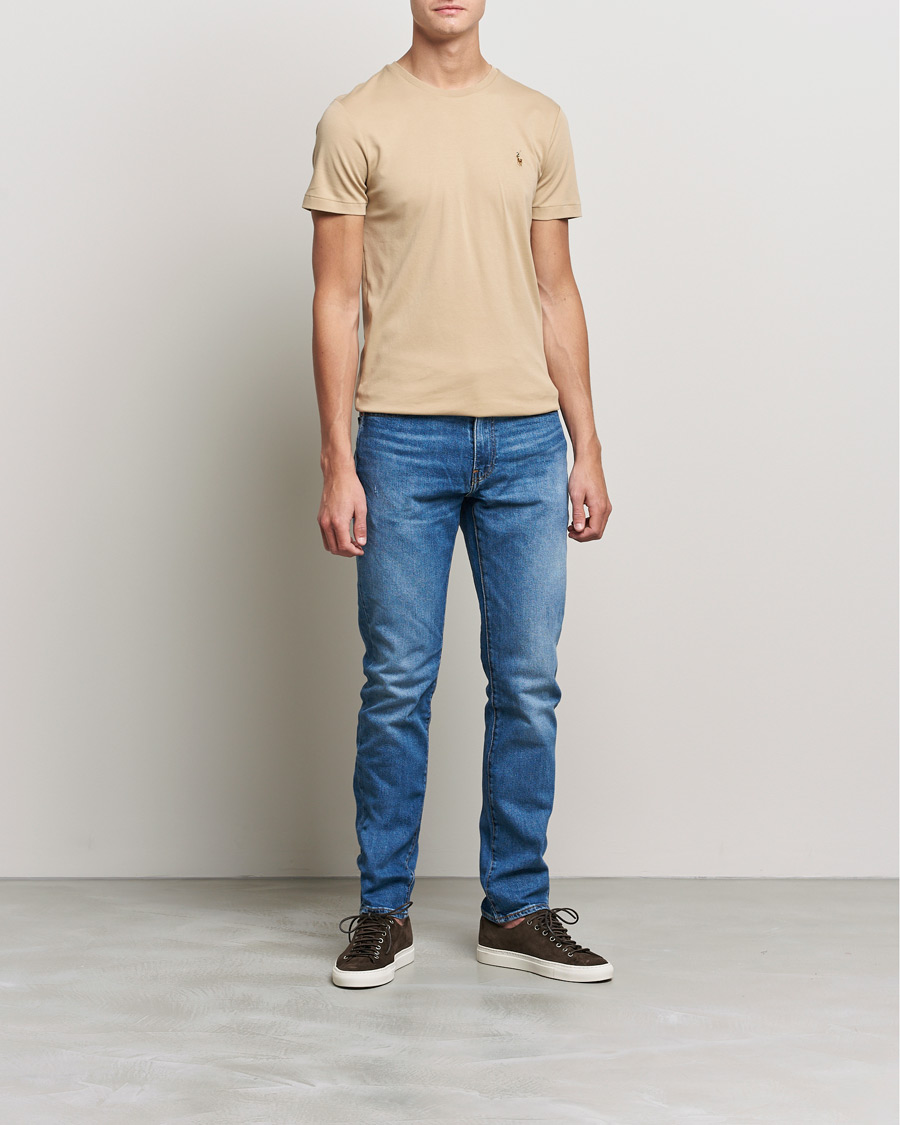Herre | T-Shirts | Polo Ralph Lauren | Luxury Pima Cotton Crew Neck Tee Vintage Khaki