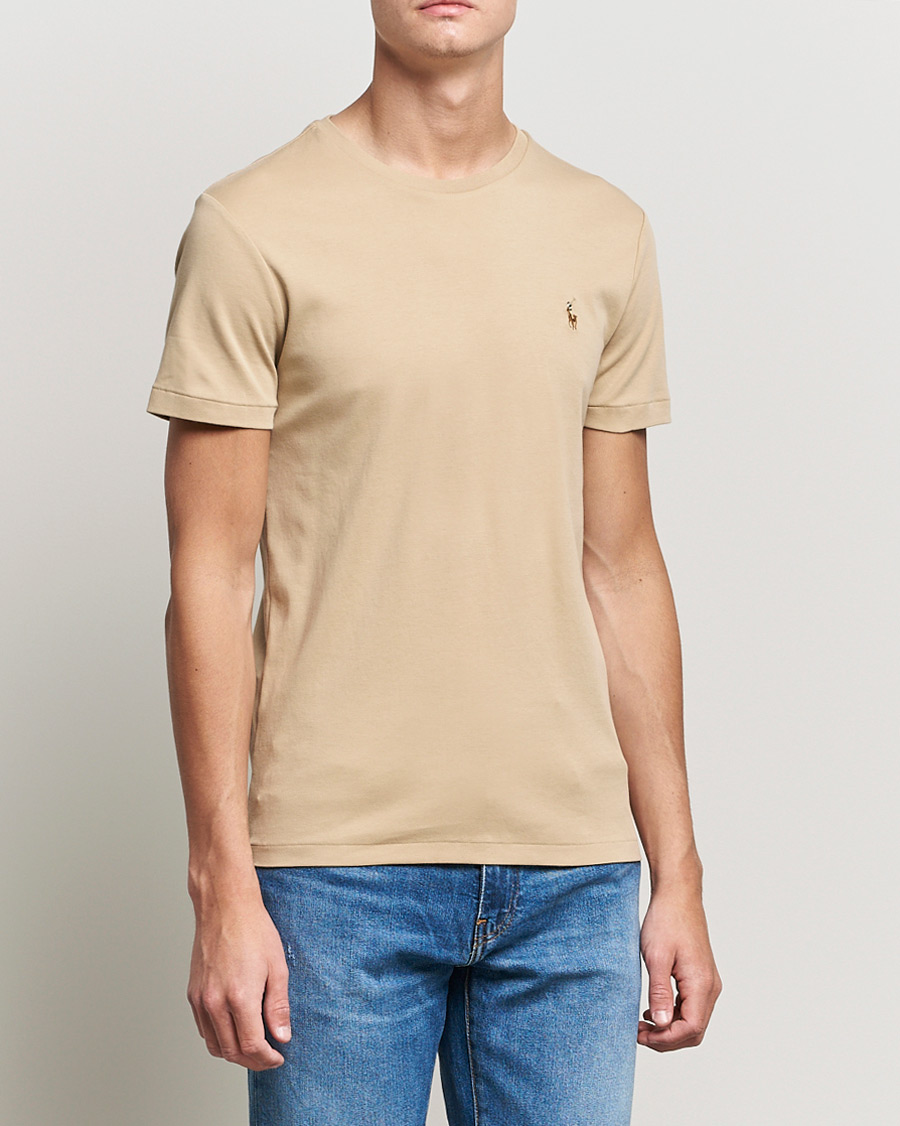 Herre | T-Shirts | Polo Ralph Lauren | Luxury Pima Cotton Crew Neck Tee Vintage Khaki