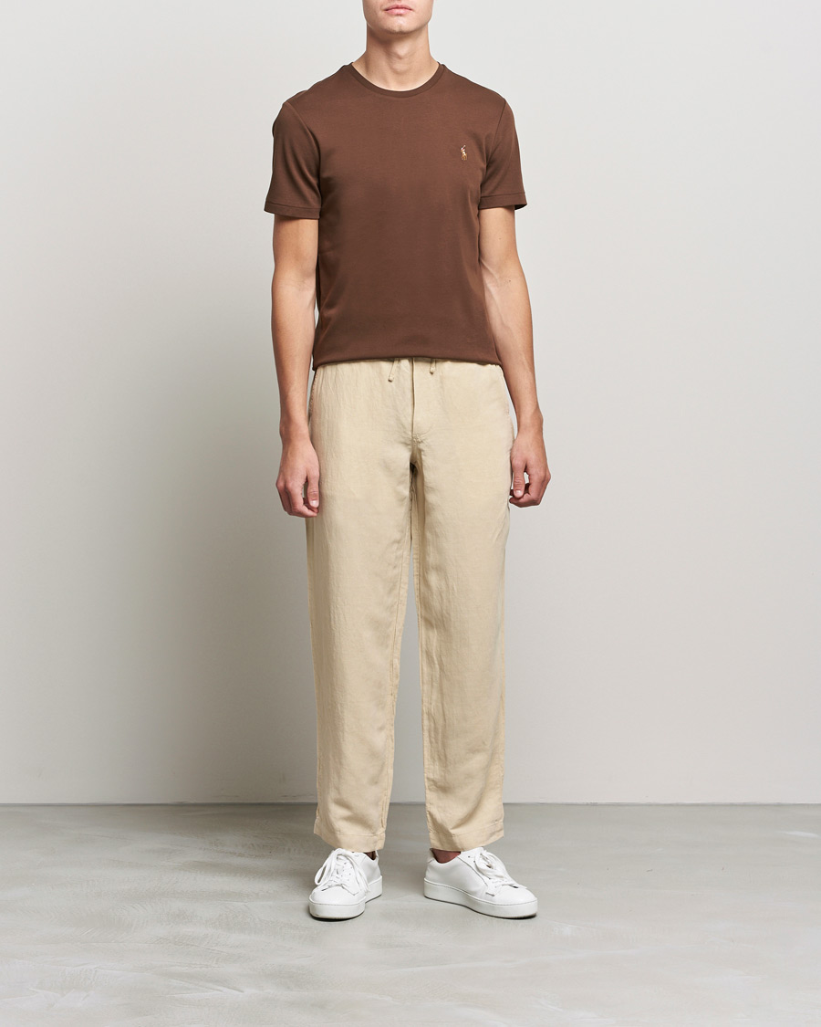 Herre | T-Shirts | Polo Ralph Lauren | Luxury Pima Cotton Crew Neck Tee American Brown
