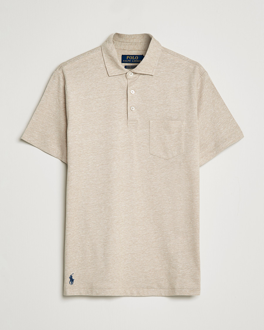 Herre | Polotrøjer | Polo Ralph Lauren | Custom Slim Fit Cotton/Linen Polo Tan Heather
