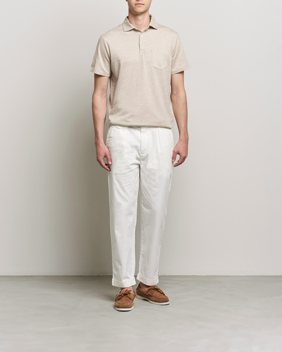 Herre | Polotrøjer | Polo Ralph Lauren | Custom Slim Fit Cotton/Linen Polo Tan Heather