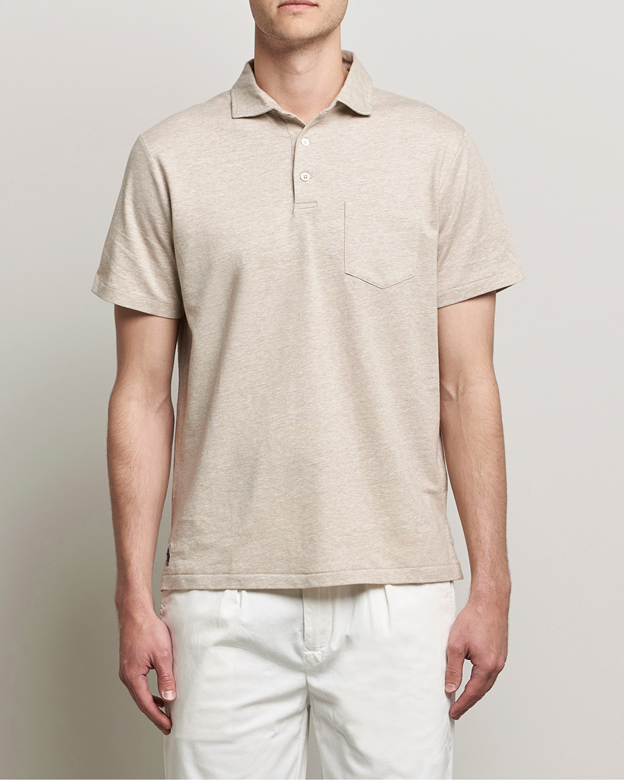 Herre | Polotrøjer | Polo Ralph Lauren | Custom Slim Fit Cotton/Linen Polo Tan Heather