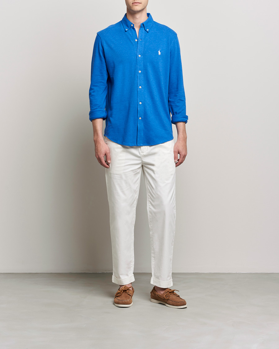 Herre | Skjorter | Polo Ralph Lauren | Featherweight Mesh Shirt Dockside Blue Heather