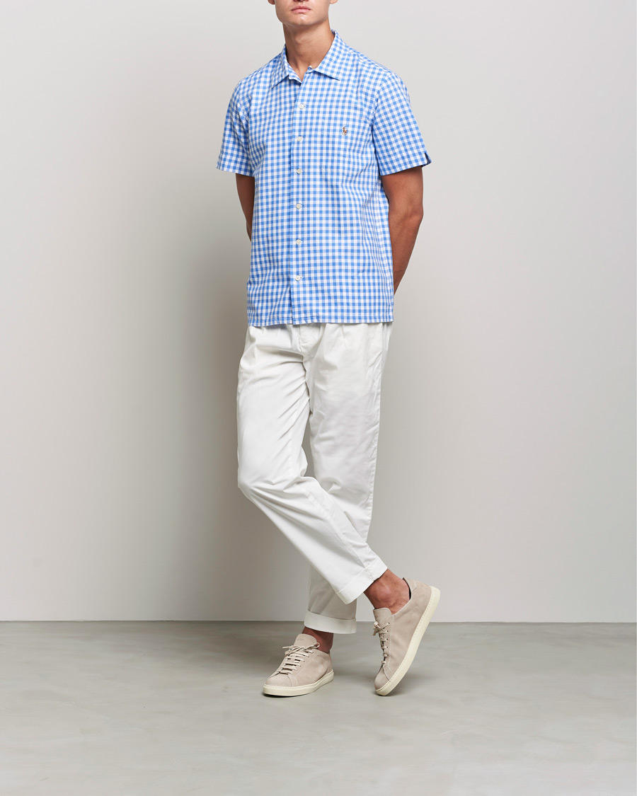 Herre | Skjorter | Polo Ralph Lauren | Short Sleeve Resort Collar Checked Shirt Blue/White