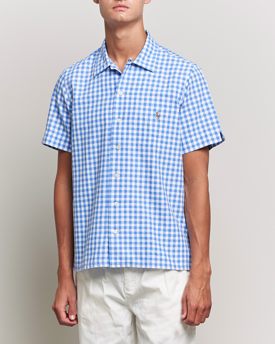 Herre | Skjorter | Polo Ralph Lauren | Short Sleeve Resort Collar Checked Shirt Blue/White