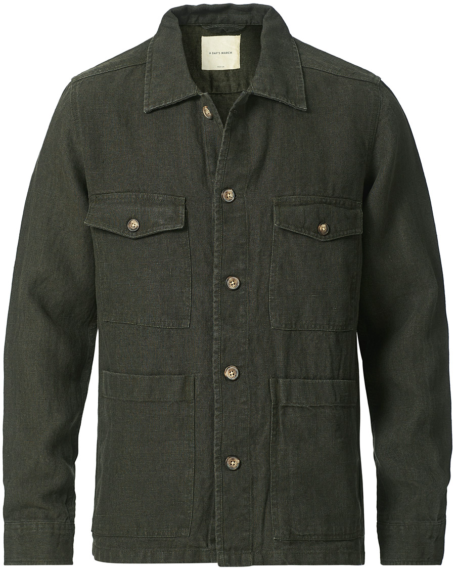 Herre | An overshirt occasion | A Day's March | Heavy Linen Patch Pocket Overshirt Olive