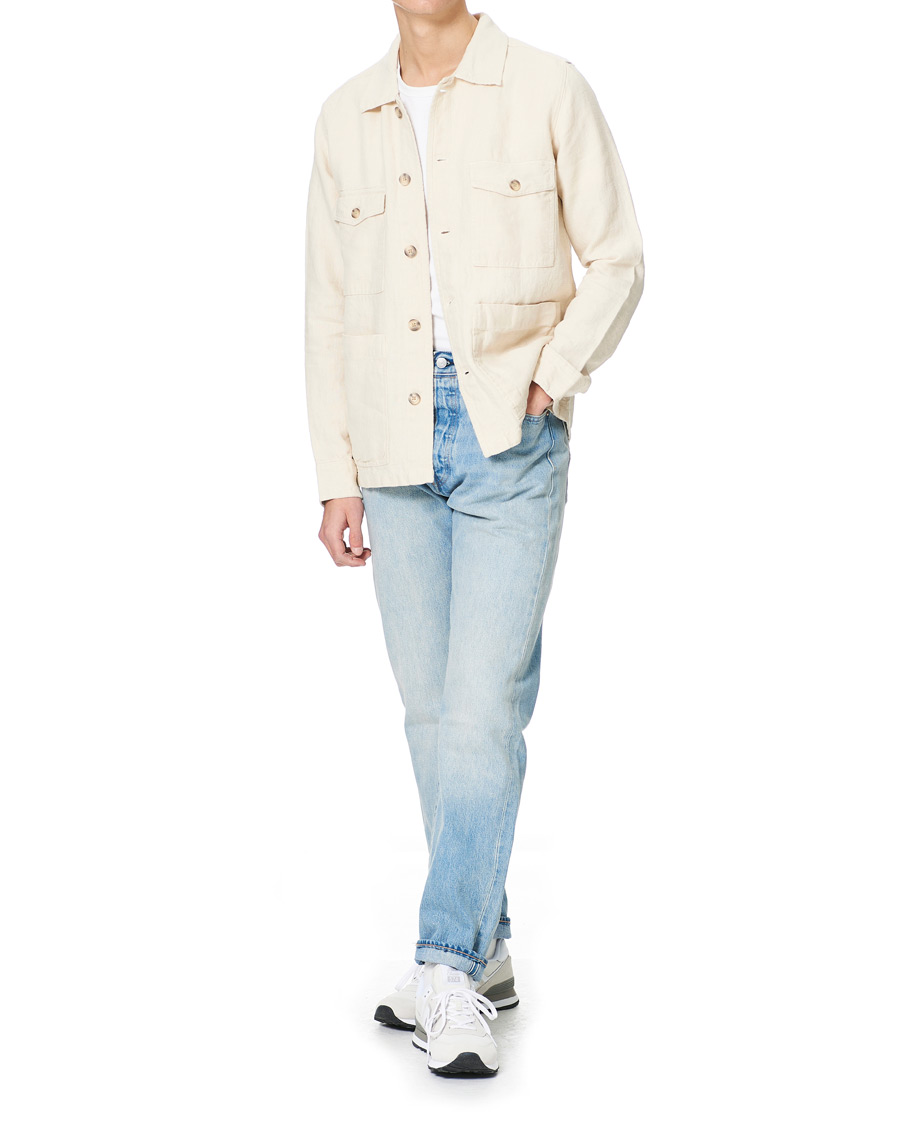 Herre | A Day's March | A Day's March | Heavy Linen Patch Pocket Overshirt Oyster
