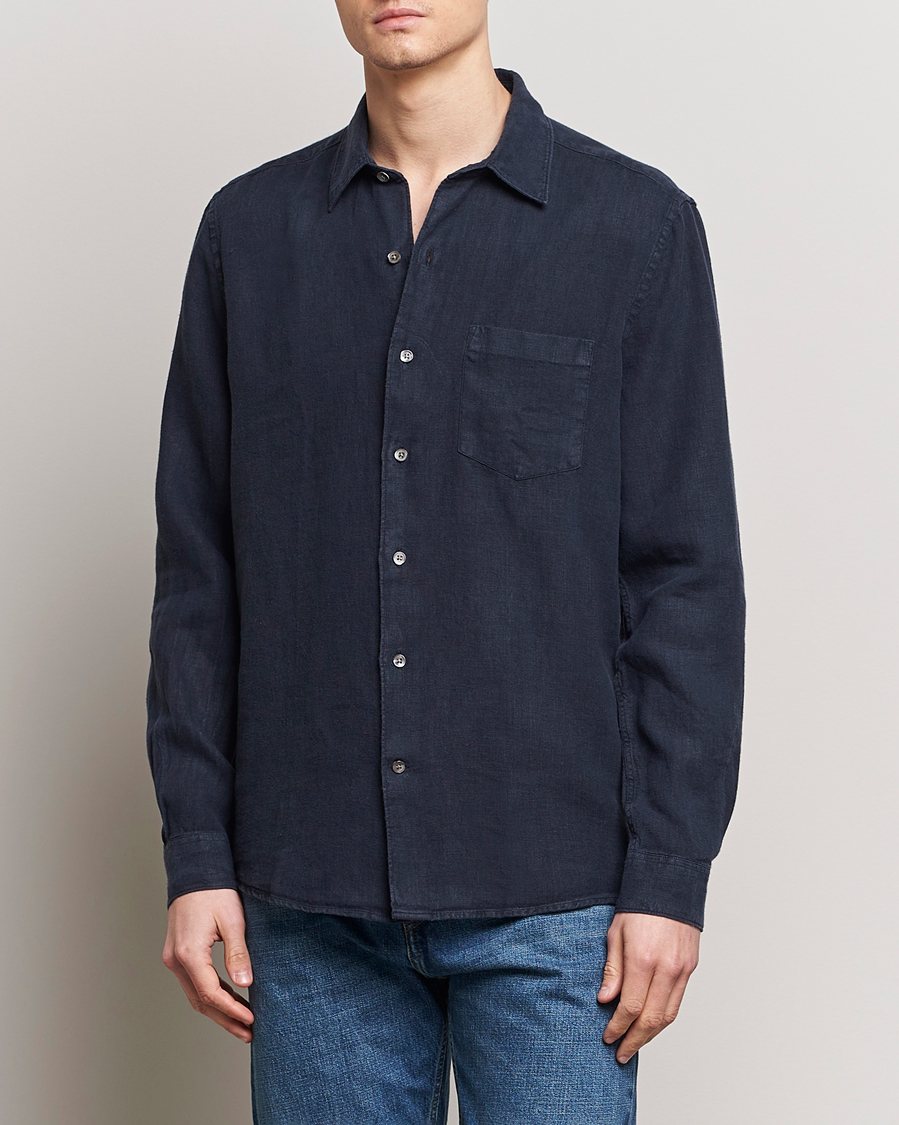 Herre | Gamle produktbilleder | A Day's March | Abu Linen Shirt Navy