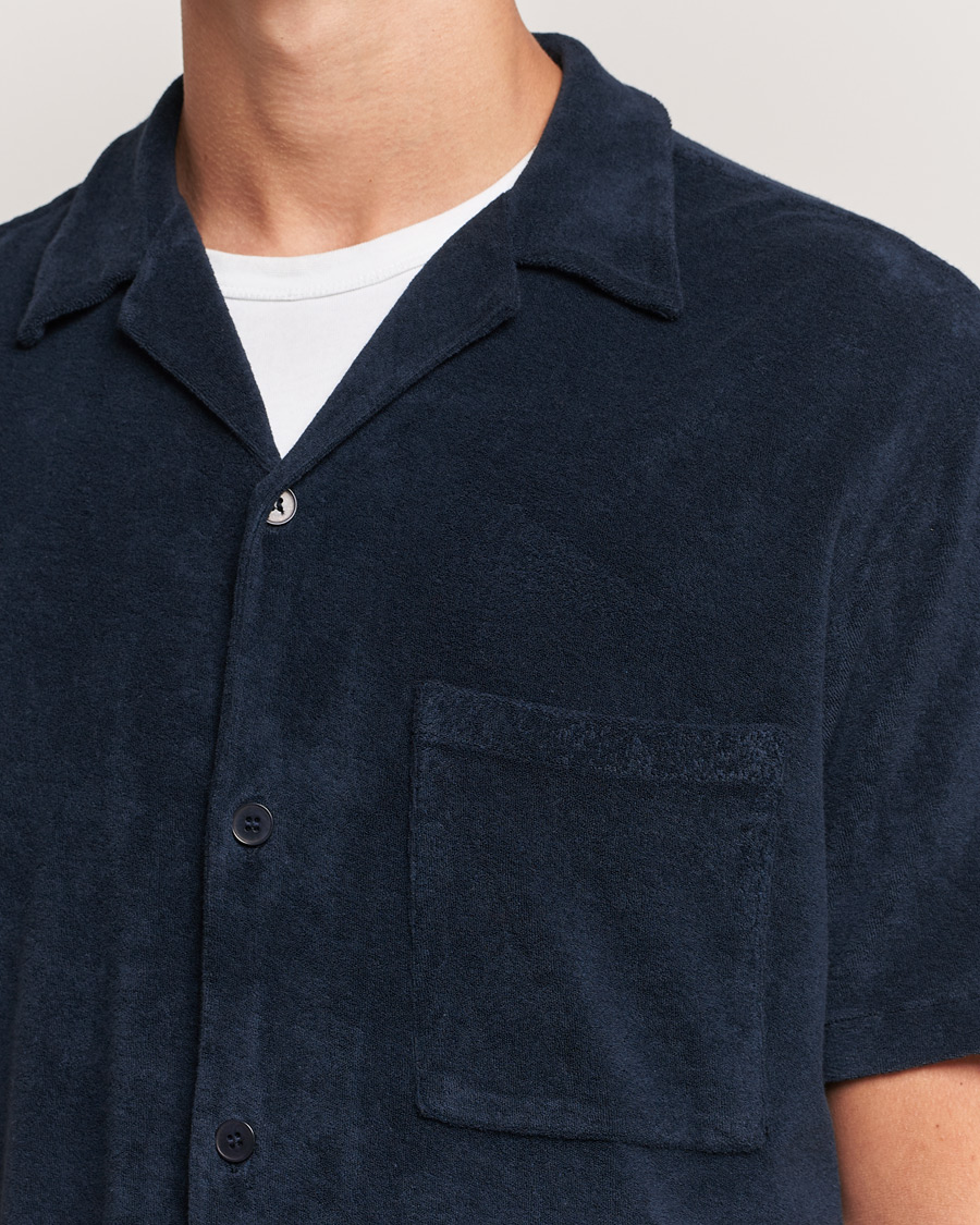 Herre | Skjorter | A Day's March | Yamu Short Sleeve Terry Shirt Navy