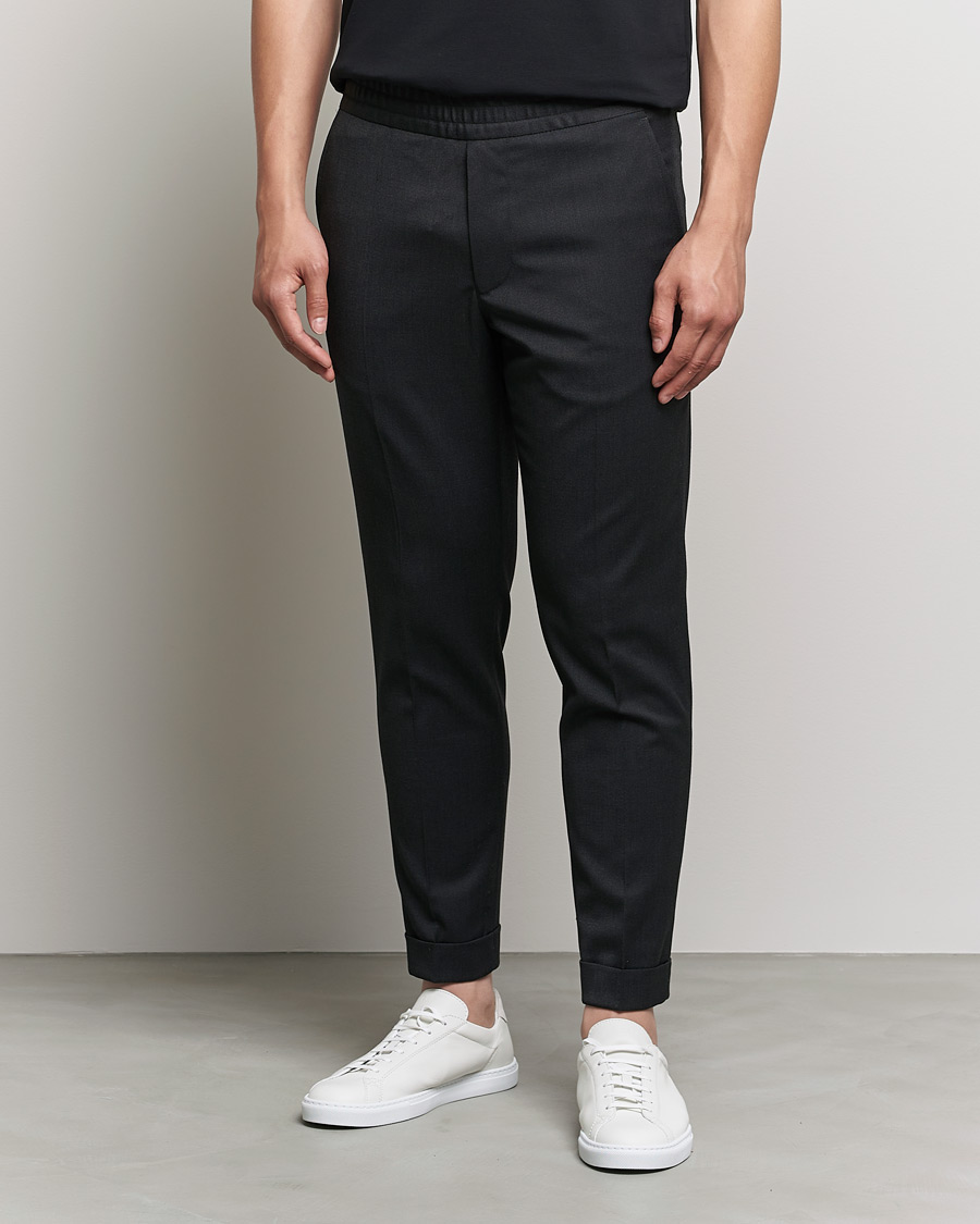 Herre | Drawstringbukser | Filippa K | Terry Gabardine Cropped Turn Up Trousers  Anthracite