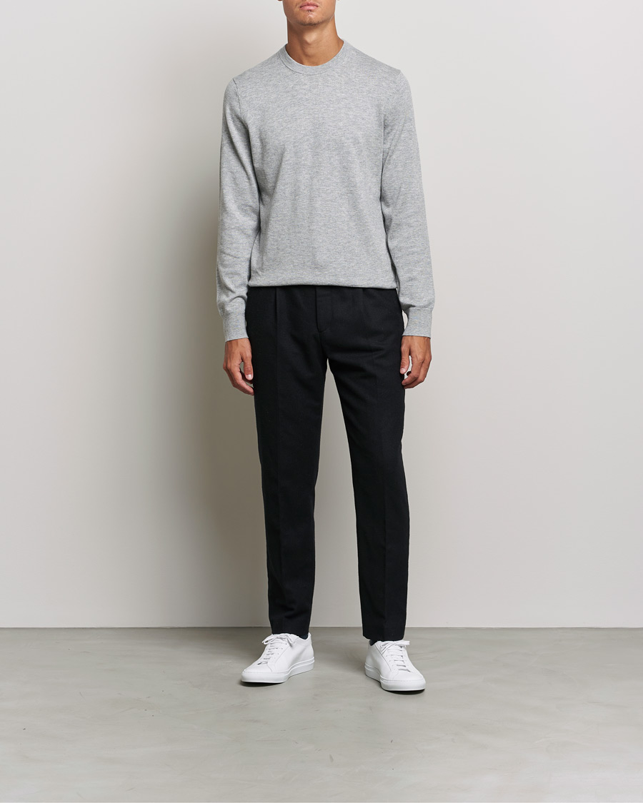 Herre | Filippa K | Filippa K | Cotton Merino Basic Sweater Light Grey Melange
