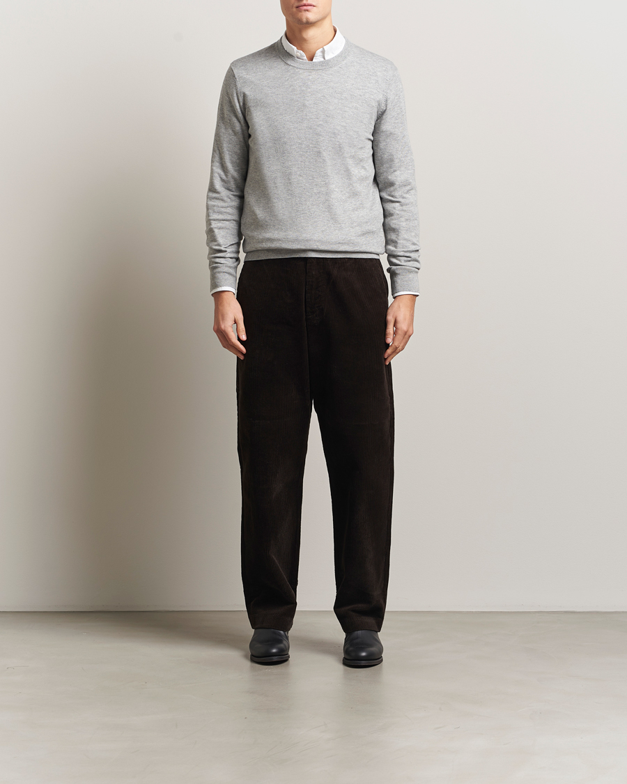 Herre | Trøjer | Filippa K | Cotton Merino Basic Sweater Light Grey Melange