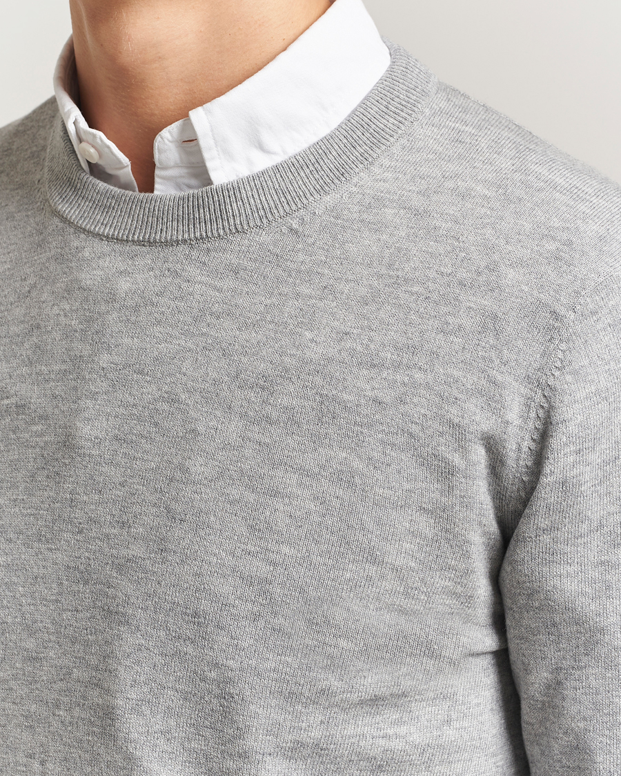 Herre | Trøjer | Filippa K | Cotton Merino Basic Sweater Light Grey Melange