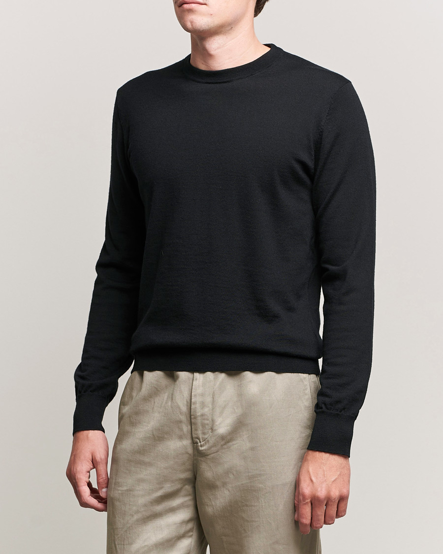 Herre | Pullovers med rund hals | Filippa K | Merino Round Neck Sweater Black