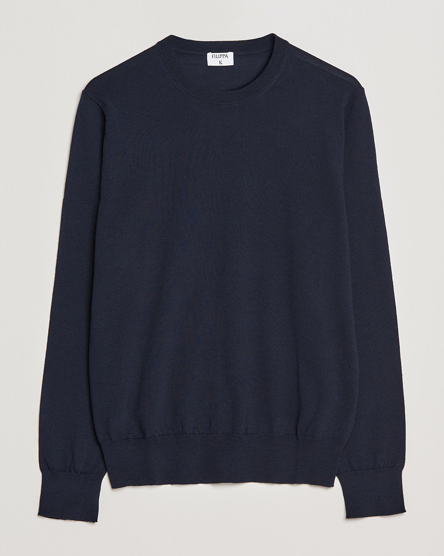 Herre | Trøjer | Filippa K | Merino Round Neck Sweater Navy