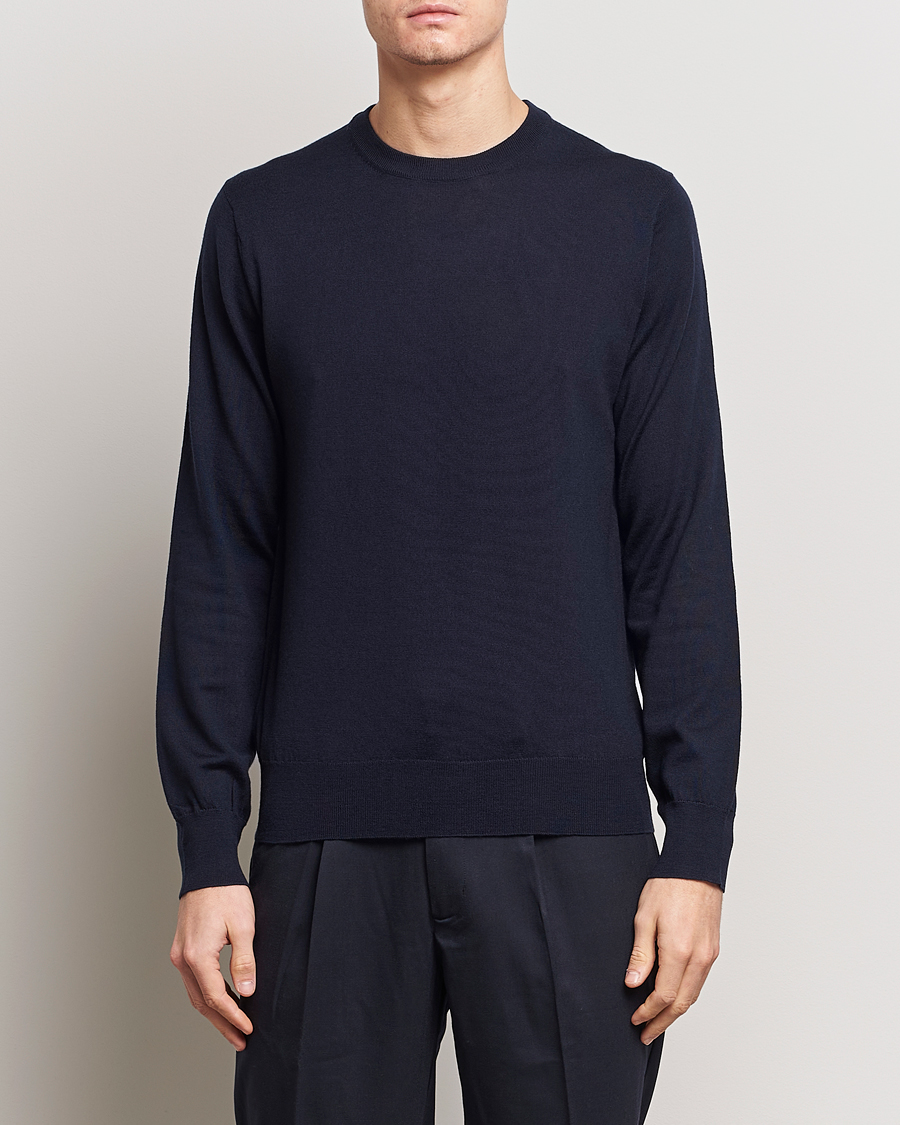 Herre | Pullovers med rund hals | Filippa K | Merino Round Neck Sweater Navy