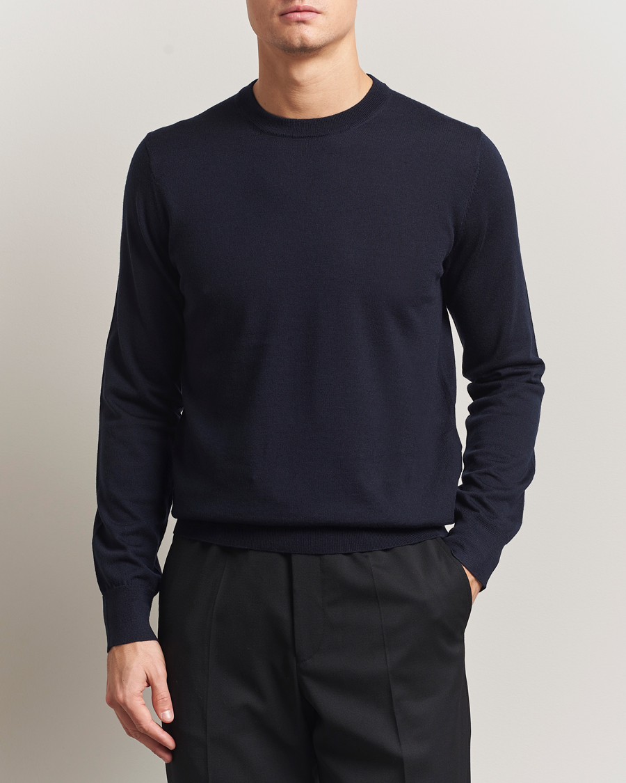 Herre | Trøjer | Filippa K | Merino Round Neck Sweater Navy