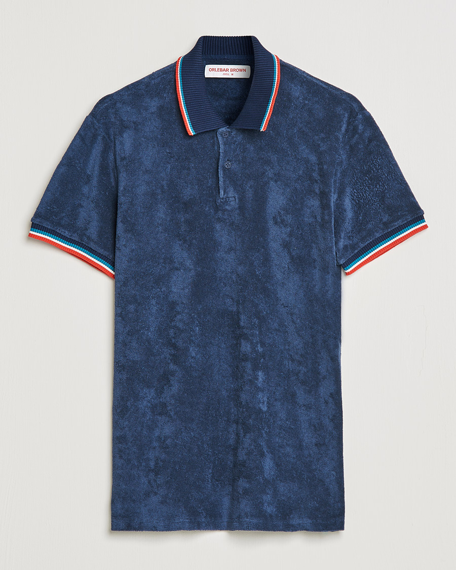 Herre | Polotrøjer | Orlebar Brown | Jarrett Towelling Striped Tipping Polo Navy
