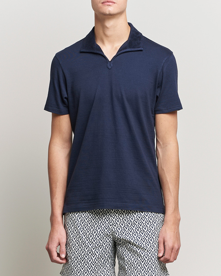 Herre | Polotrøjer | Orlebar Brown | Albert GD Towelling Trim Polo Night Iris