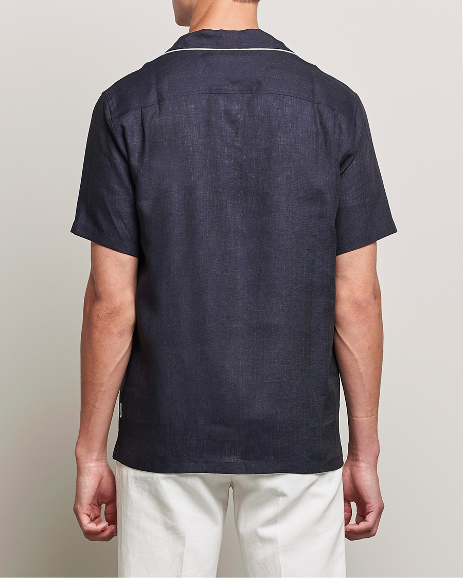 Herre | Skjorter | Orlebar Brown | Hibbert Short Sleeve Linen Shirt Navy