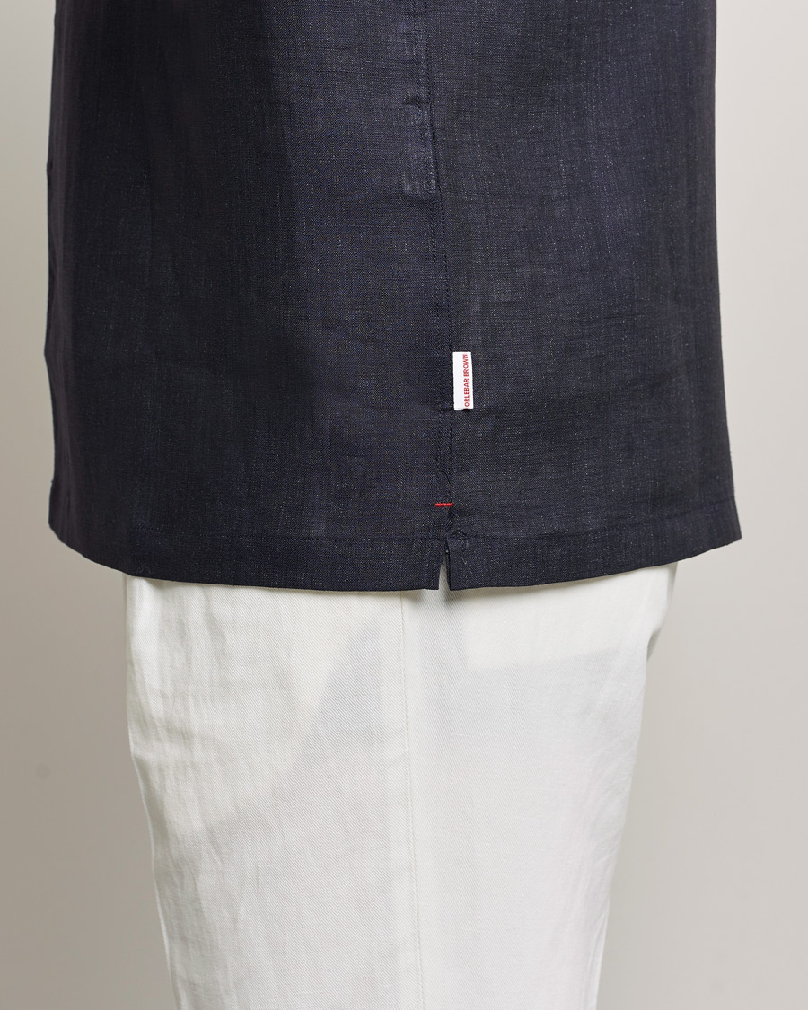 Herre | Skjorter | Orlebar Brown | Hibbert Short Sleeve Linen Shirt Navy