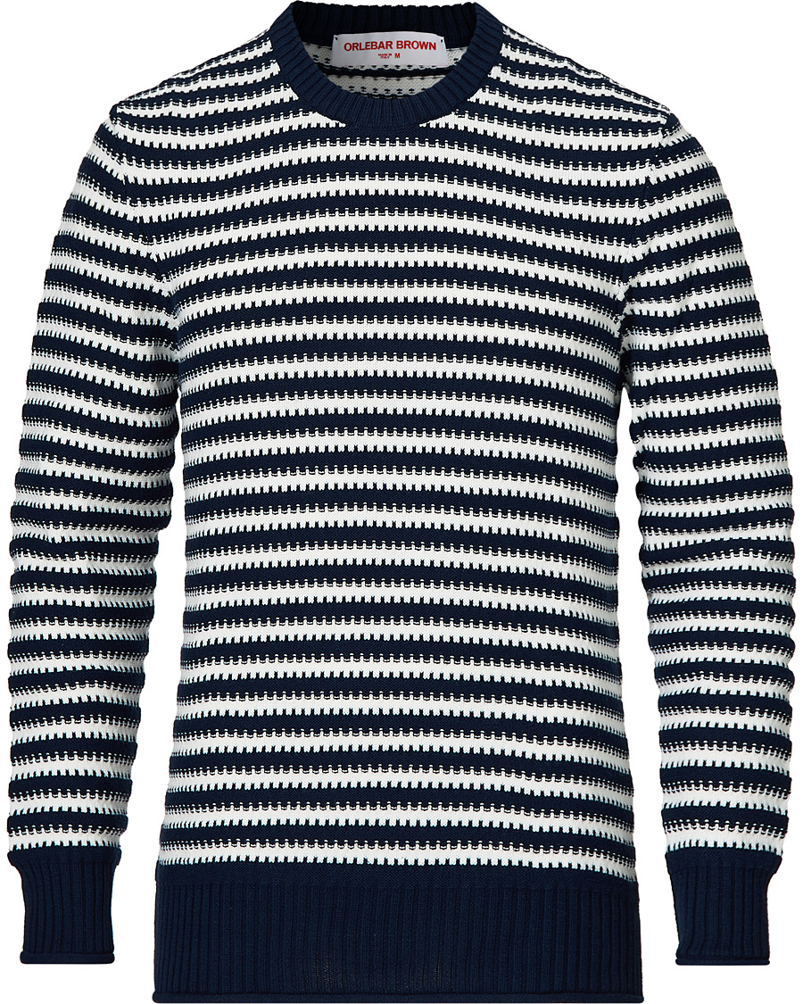 Herre | Trøjer | Orlebar Brown | Ned Classic Stripe Organic Cotton Jumper Navy/White Sand