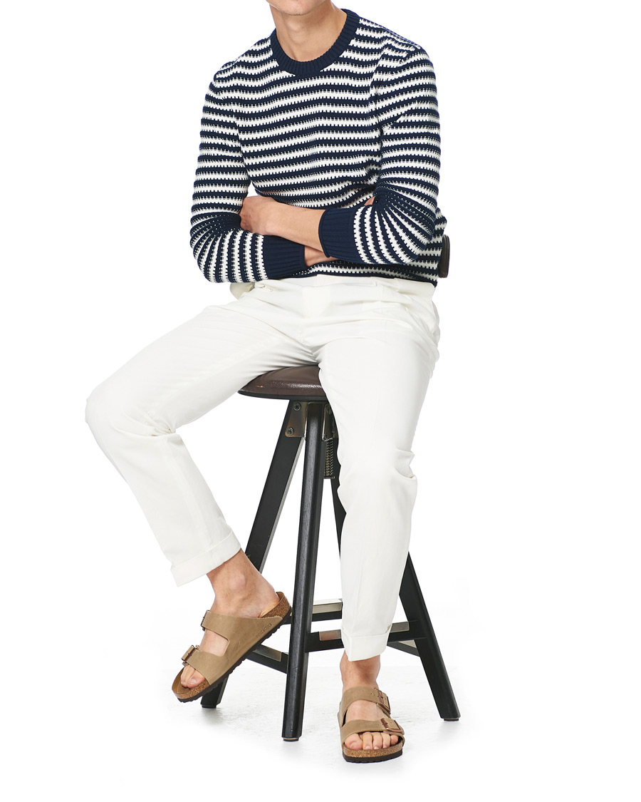 Herre | Trøjer | Orlebar Brown | Ned Classic Stripe Organic Cotton Jumper Navy/White Sand