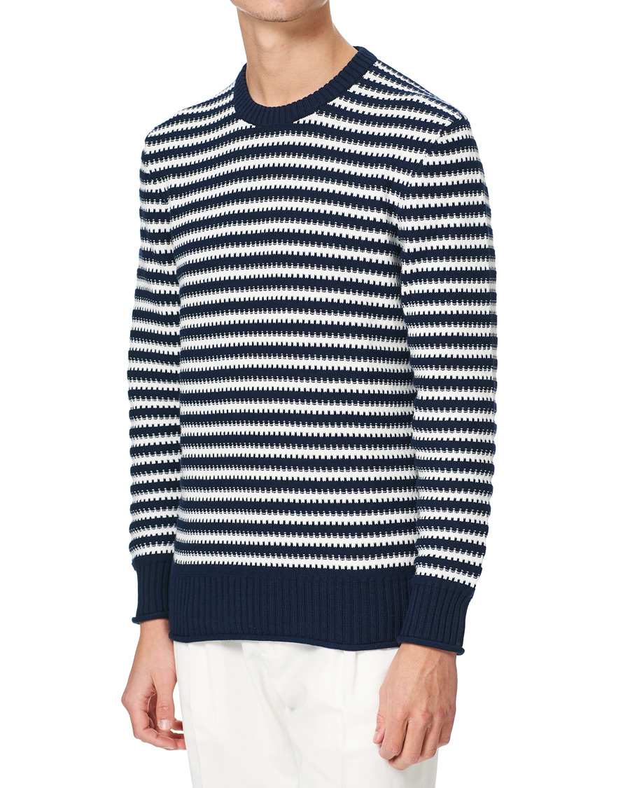 Herre | Trøjer | Orlebar Brown | Ned Classic Stripe Organic Cotton Jumper Navy/White Sand