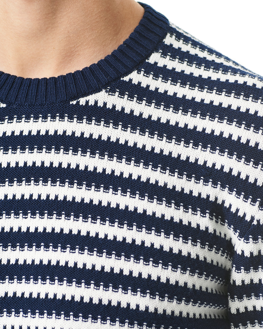 Herre | Trøjer | Orlebar Brown | Ned Classic Stripe Organic Cotton Jumper Navy/White Sand