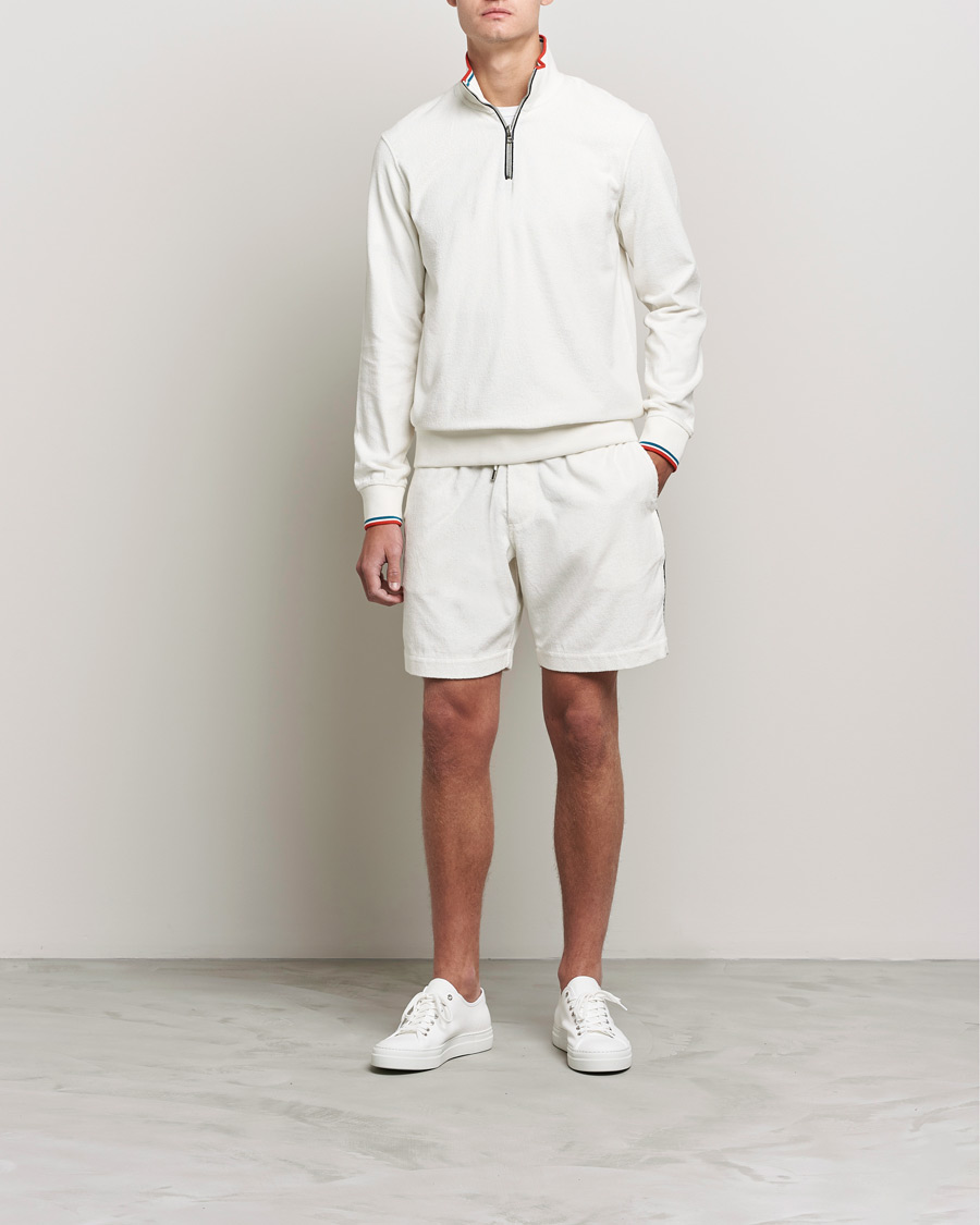 Herre | Trøjer | Orlebar Brown | Nielson OB Stripe Towelling Half Zip White Sand
