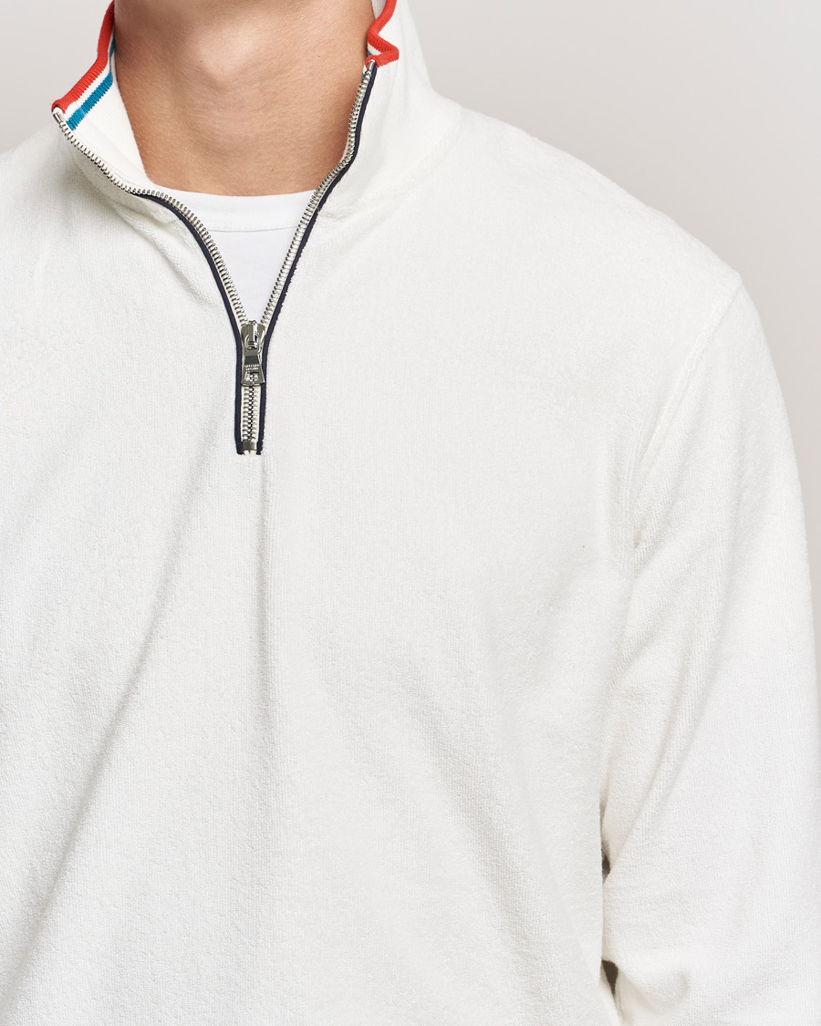 Herre | Trøjer | Orlebar Brown | Nielson OB Stripe Towelling Half Zip White Sand