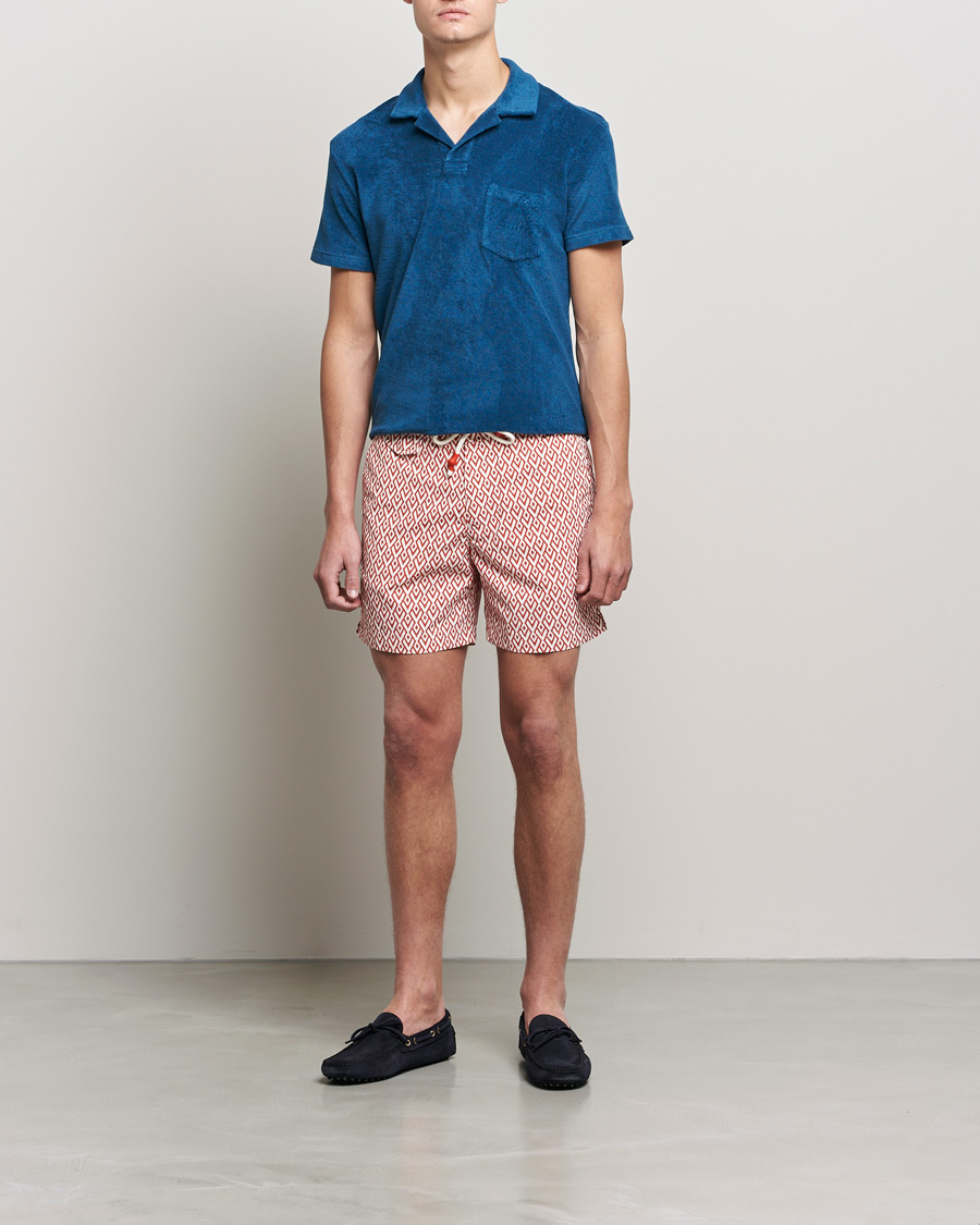 Herre | Badebukser | Orlebar Brown | Standard Cano Printed Swimshorts Summer Red/Cloud