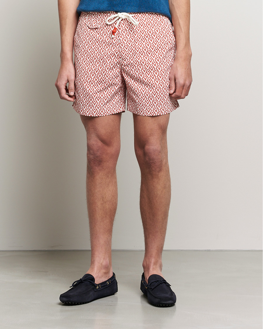 Herre | Badebukser | Orlebar Brown | Standard Cano Printed Swimshorts Summer Red/Cloud