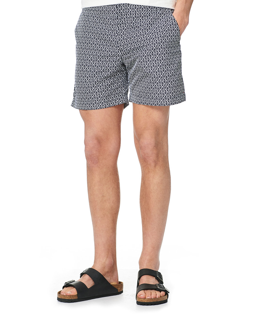 Herre | Badebukser | Orlebar Brown | Bulldog Alado Printed Swimshorts Night Iris/White