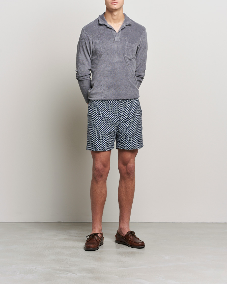 Herre | Badebukser | Orlebar Brown | Bulldog Seglas Jacquard Swimshorts Night Iris/Cloud