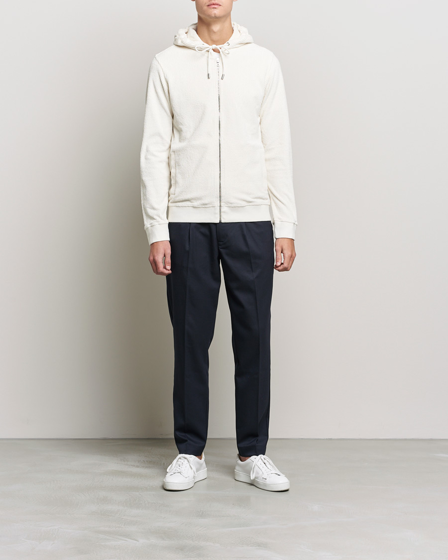 Herre | Trøjer | Orlebar Brown | Matthers DN Towelling Racked Zip Hood White Sand